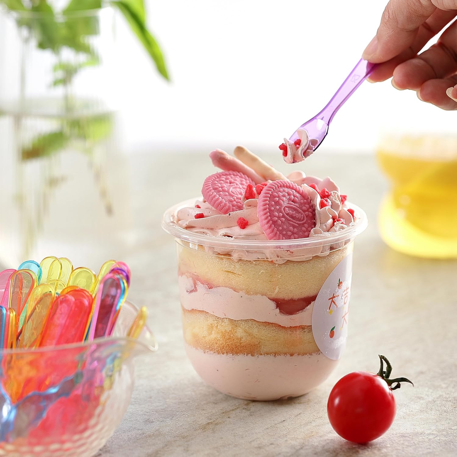 Disposable Mini Plastic Spoons, Multi-Color Small Dert Spoons for Ice