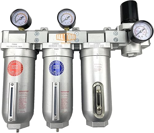 Sistema regulador de secado desecante de grado industrial de 1.0 in NPT de 4 etapas para líneas de aire comprimido, cuencos de metal, ideal para