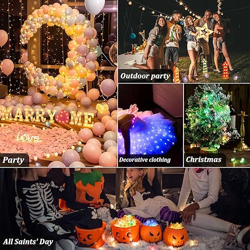 Miniatura 6 de Aogist 100 piezas de luz de globo colgante de colores surtidos, mini lámpara de bola redonda pequeña luz LED para linternas de papel, globos, fiesta