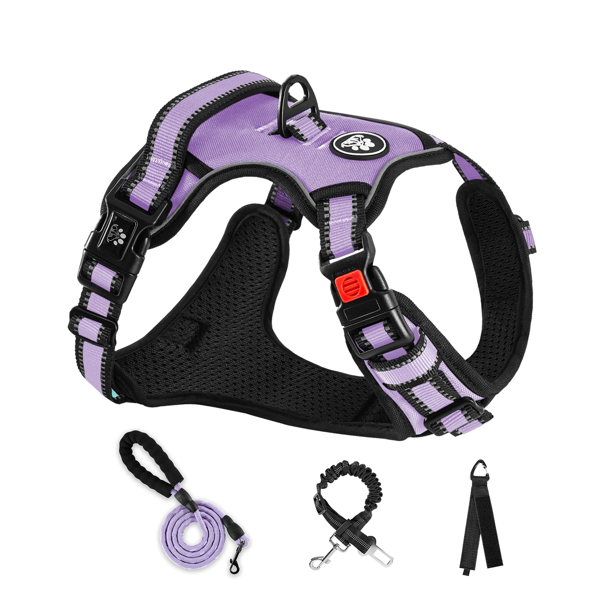 NESTROAD Dog Harness, No Pull Medium Dog Car Vest Harness and Lead Set, Reflective Adjustable Padded, No-Choke, Easy Control Handle,Essential Pets Accessories for Training Walking,Light Purple,M — image 1