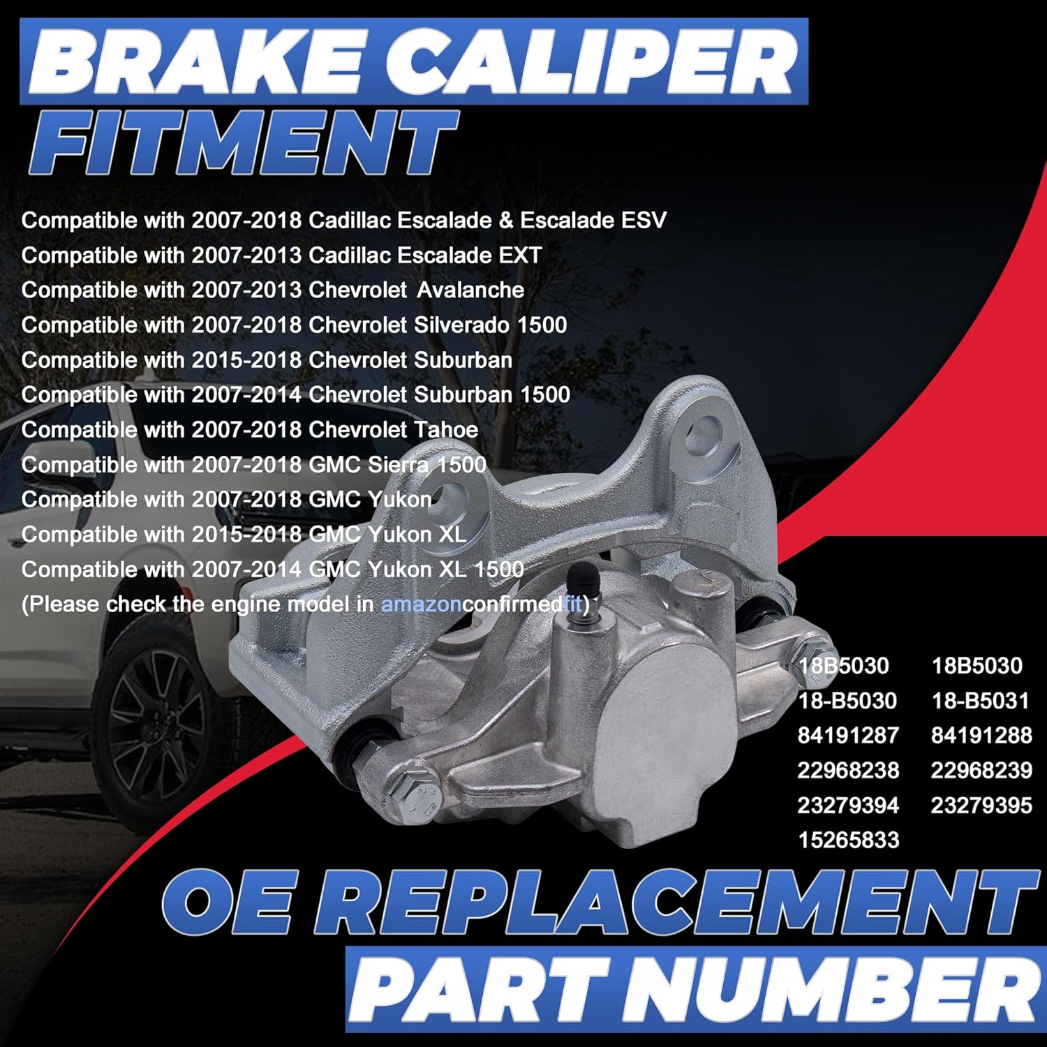 2PCS Rear Disc Brake Calipers Assembly w/Bracket Compatible with 2007-2018 Chevrolet Silverado 1500, Compatible with 2007-2018 GMC Sierra 1500 Driver&Passenger Side 18B5030 18B5031