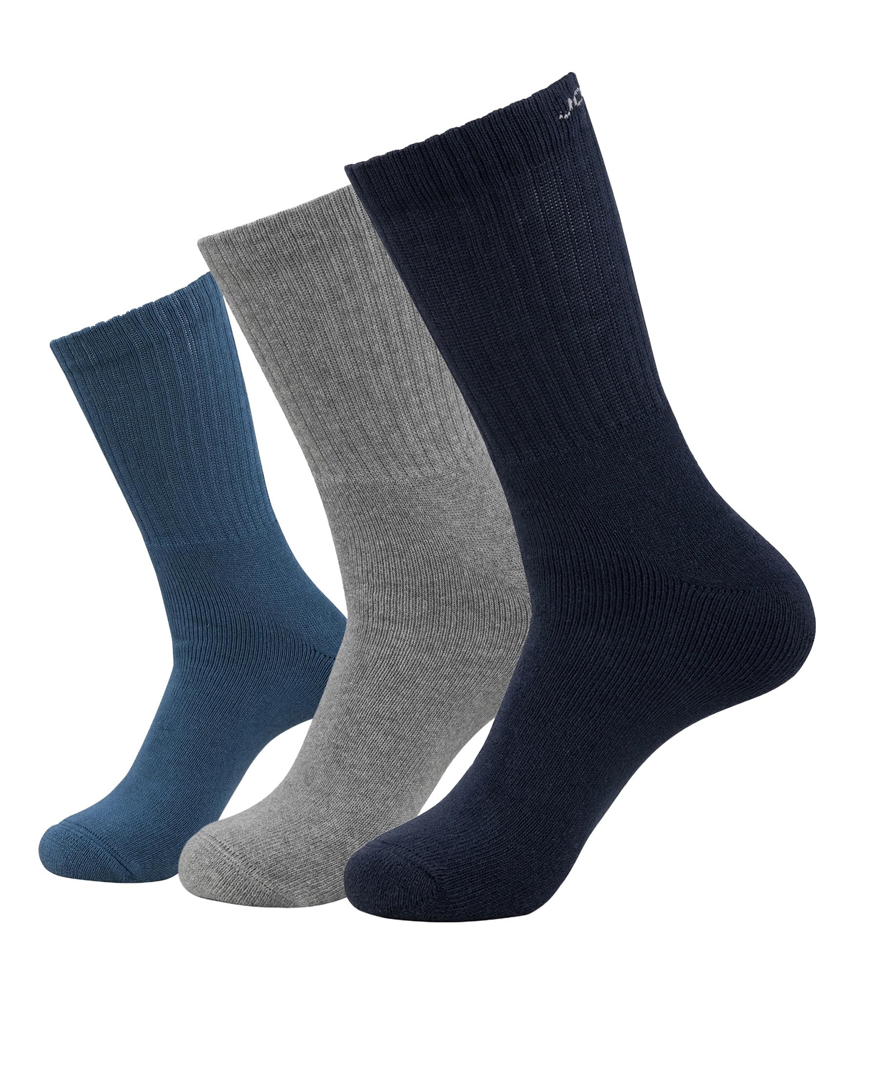 jockey 7035 Men's Compact Cotton Terry Crew Length Socks With StayFresh Treatment (Pack of 3)_Navy, Grey Melange & Stellar_FREE SIZE-picture-33