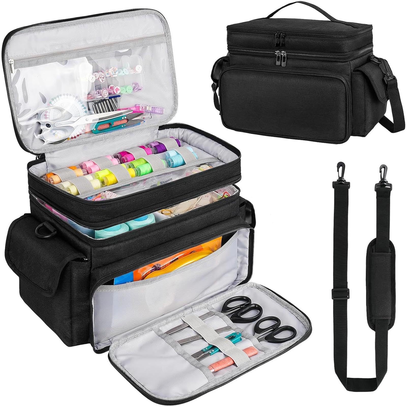 Torba do przechowywania szycia, 38x25cm Organizery na przybory do szycia Tkanina Oxford Odporna na zarysowania dwuwarstwowa konstrukcja z wieloma kieszeniami do szycia dla