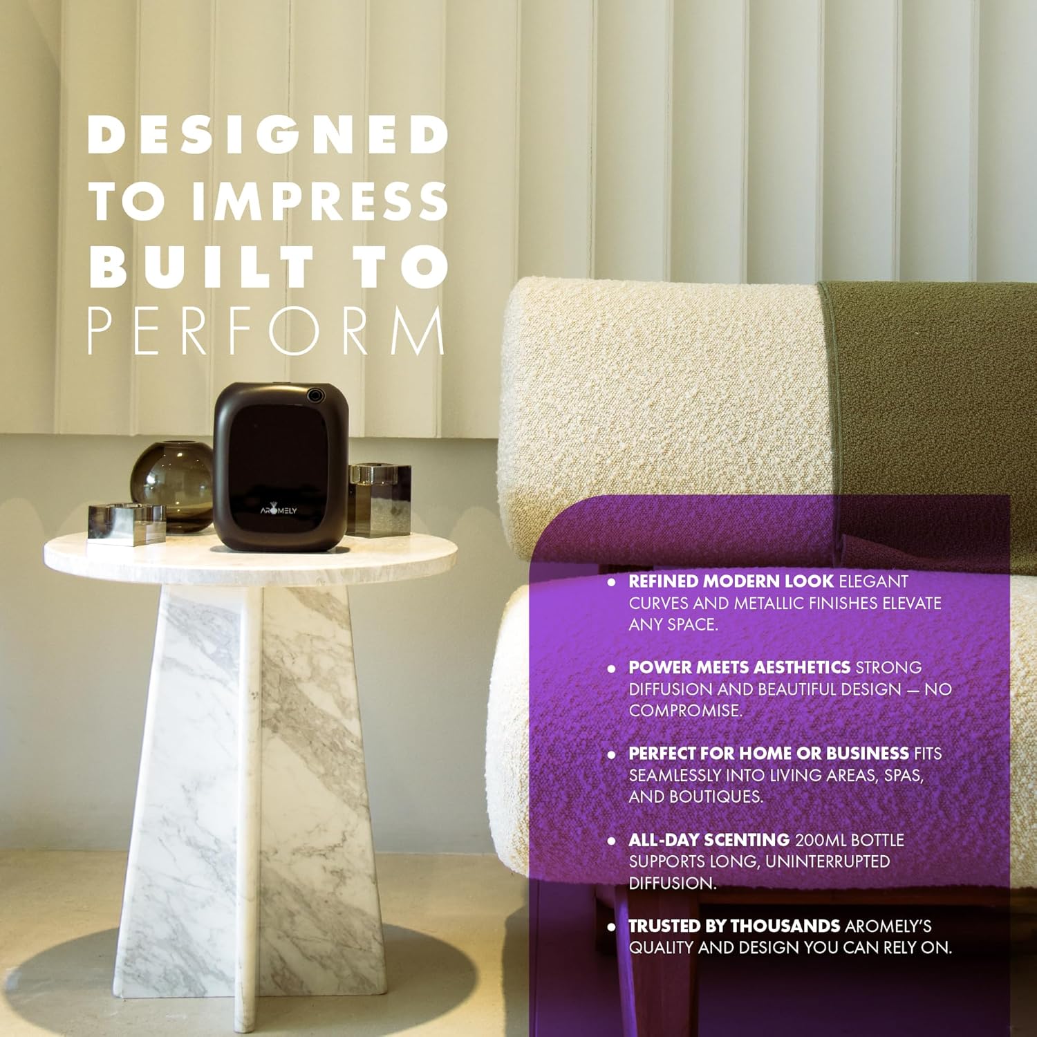 Aromely Smart Bluetooth Nebulizing Aromatherapy Scent Diffuser, Essential Oil Diffuser for Home, Spa & Office, Waterless Aroma Diffuser, App Controlled Perfect Air Freshener up to 1,500 SQFT - Black - Image 5