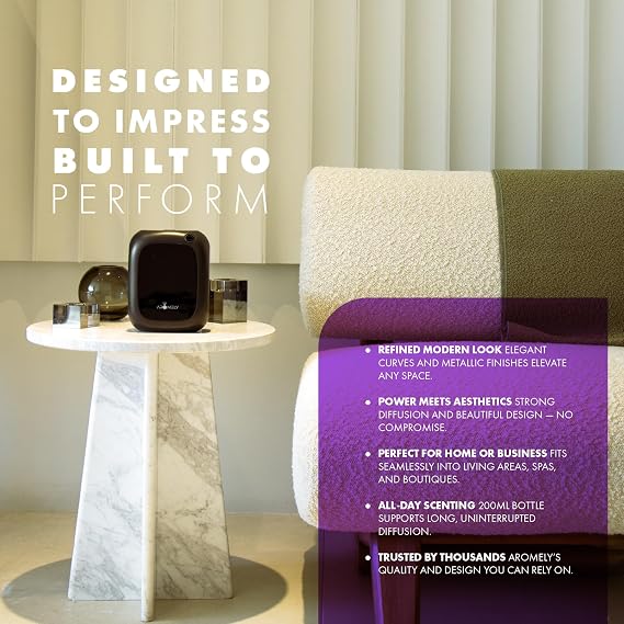 Aromely Smart Bluetooth Nebulizing Aromatherapy Scent Diffuser, Essential Oil Diffuser for Home, Spa & Office, Waterless Aroma Diffuser, App Controlled Perfect Air Freshener up to 1,500 SQFT - Black