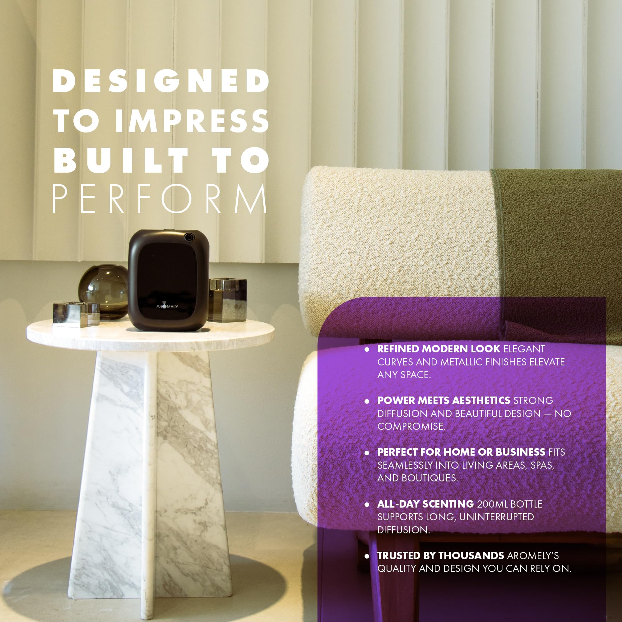 Aromely Difusor inteligente de aroma de aromaterapia nebulizante Bluetooth, difusor de aceites esenciales para el hogar, spa y oficina, difusor de aroma sin agua, ambientador perfecto controlado por