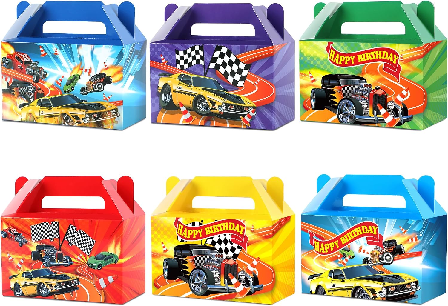 12Pcs Race Car Party Treat Boxes Hot Car Gift Box Birthday Supplies Wheels Wild Goodie Gift Boxes Race Cars Favor Box for Kid Boy Wheels Cars Birthday Baby Shower Game Party Decoration