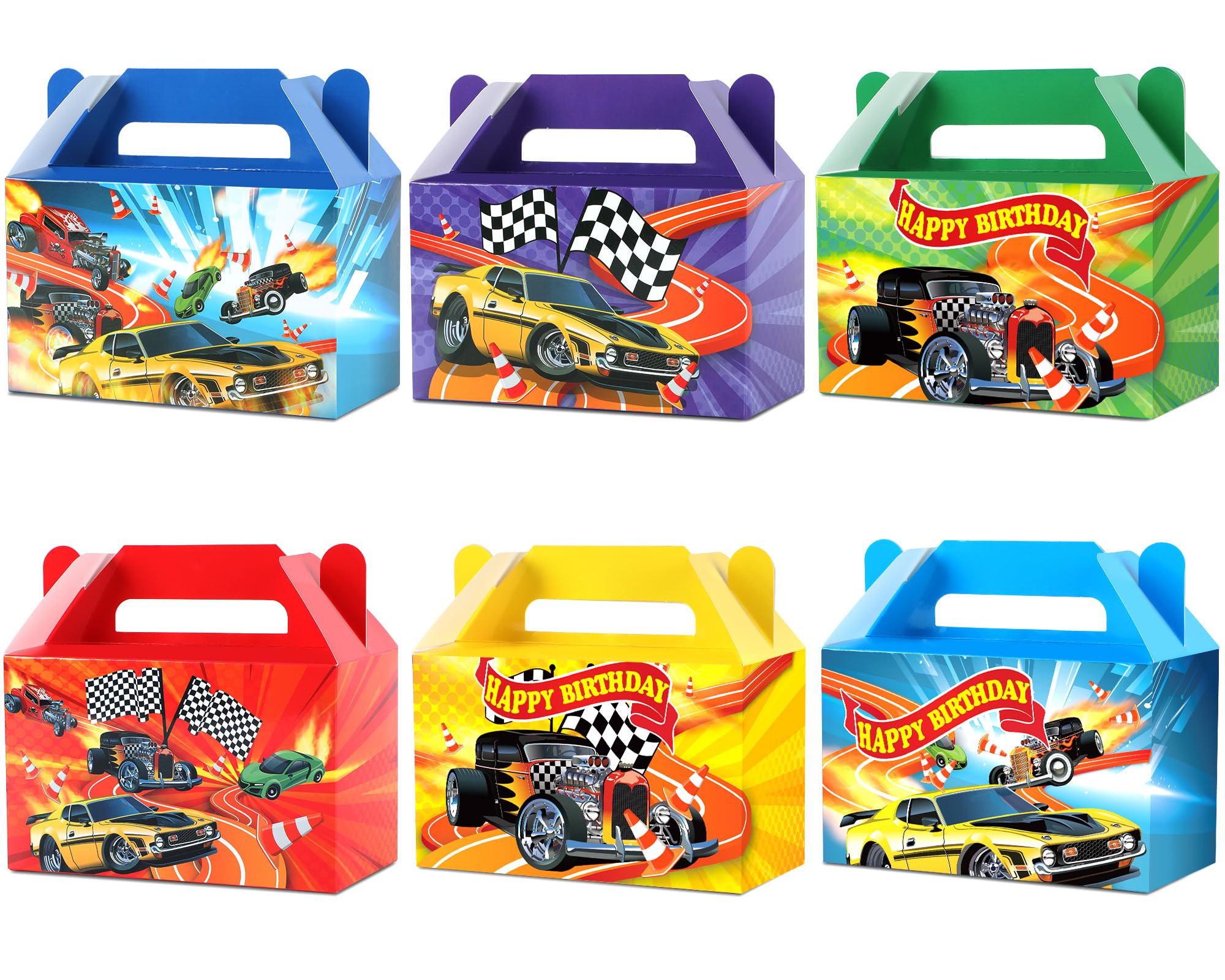 24Pcs Race Car Party Treat Boxes Hot Car Gift Box Birthday Supplies Wheels Wild Goodie Gift Boxes Race Cars Favor Box for Kid Boy Wheels Cars Birthday Baby Shower Game Party Decoration