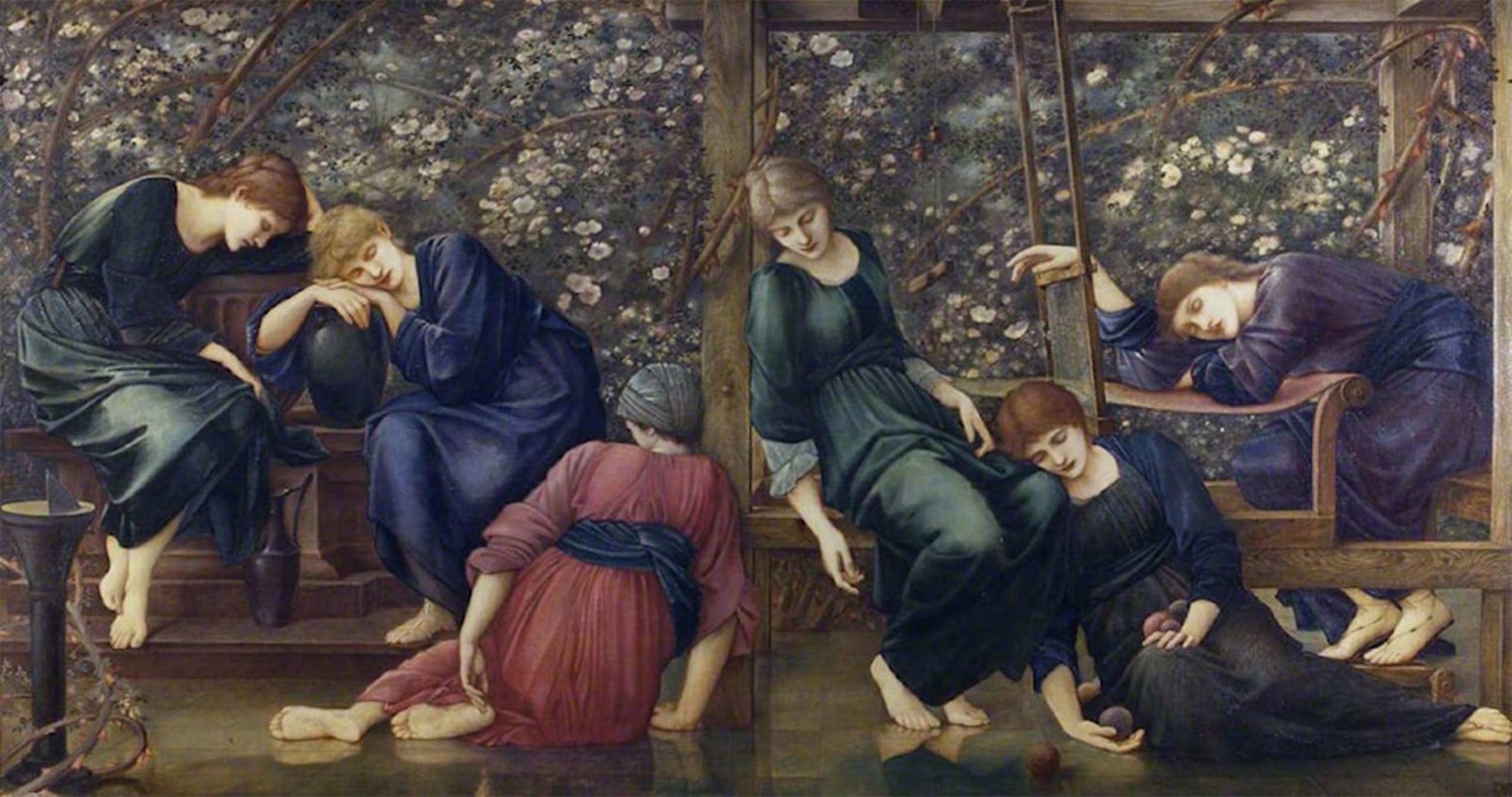 ARTXLXXBN Famous Art Print Poster Vintage Wall Art il Garden Court Burne Jones Canvas Art Poster for Home Decor 60x90cm