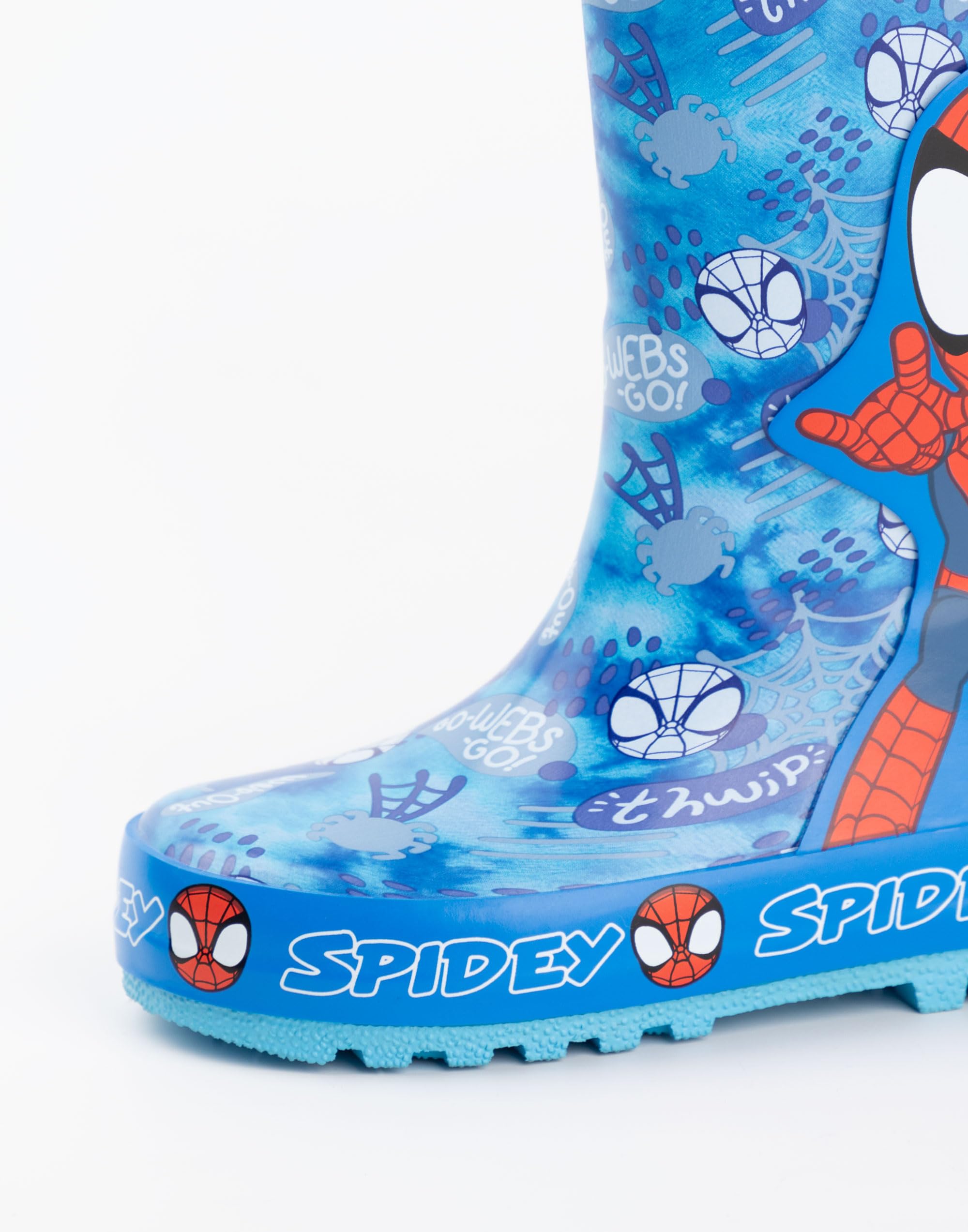 Marvel Bottes en caoutchouc Spiderman garçons | Bottes en caoutchouc pour enfants avec personnage Spiderman et impression Web en bleu et rouge | Bottes en caoutchouc