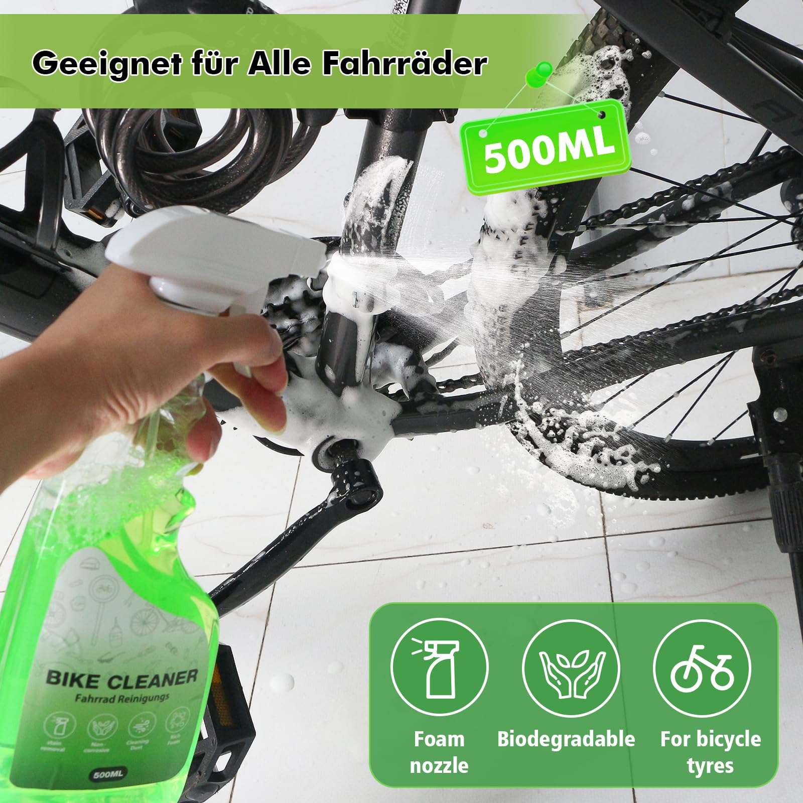 Zestaw do czyszczenia roweru 8 w 1, zestaw do czyszczenia łańcuchów rowerowych zawierać czyszczenia roweru z 500 ml,szczotka