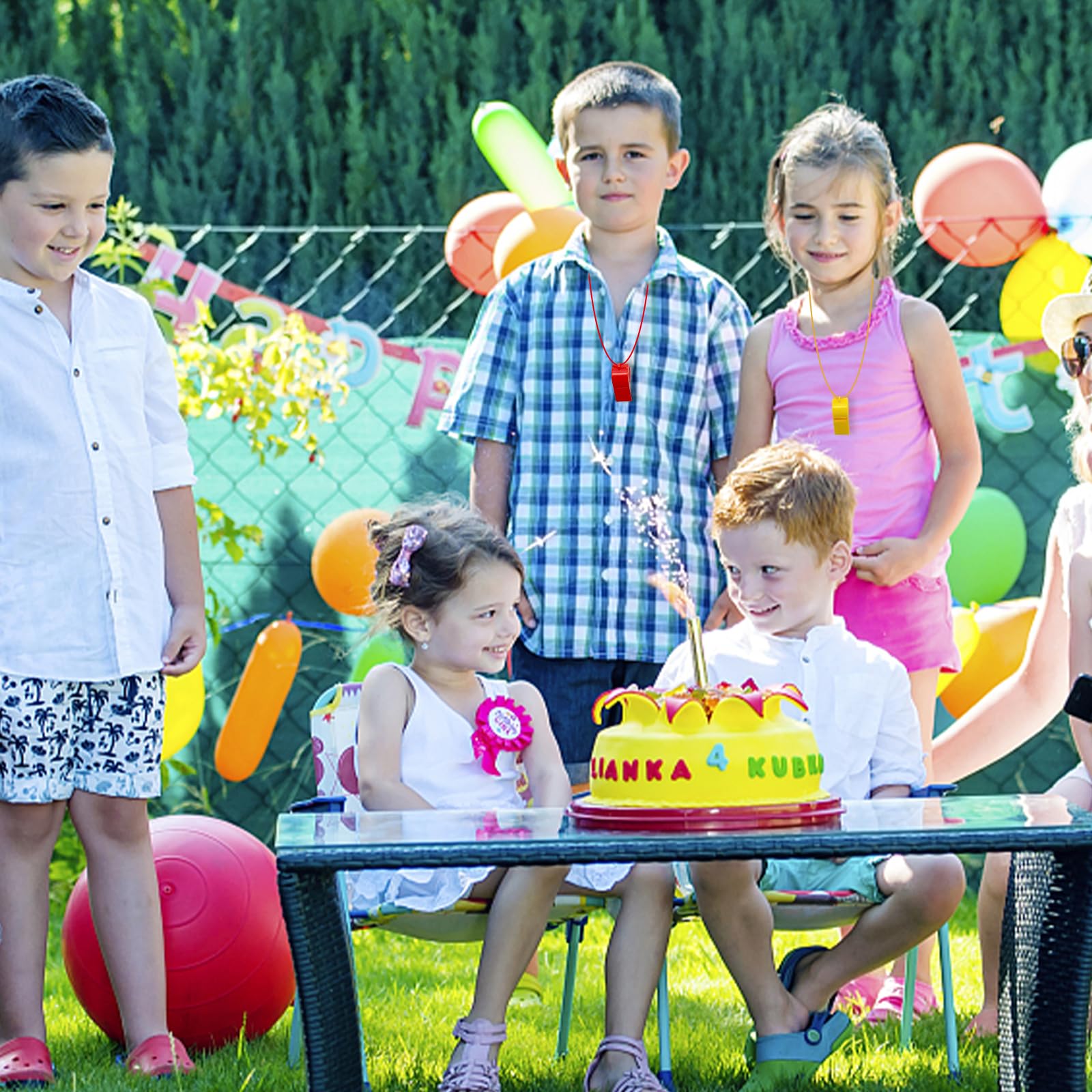 POPETPOP Set da 10 Fischietti di Plastica Colorati Cordino