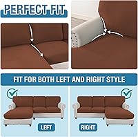 Vista 264 de H.VERSAILTEX 2025 New Sectional Couch Covers 8 Pieces Stretch Sofa Covers for Sectional Sofa Set Separate L Shaped Couch Cover for Both Left/Right