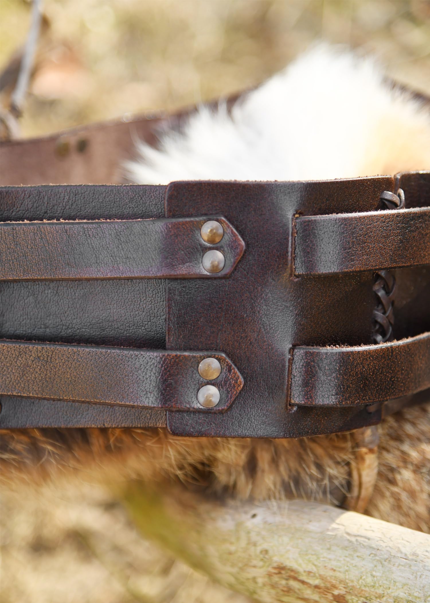 Ulfberth Breiter Ledergürtel, Unisex Doppelgürtel aus Leder | Damen & Herren, Breiter Gürtel, Mittelalter, Wikinger, Langgürtel, LARP, Reenactment, Pirat, Fantasy Cosplay