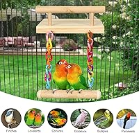 Vista 10 de Juguetes de madera para periquitos, 11 unidades, para pájaros, plataforma, columpio, colgante, masticar, juguete para escalar, escalar, jaula