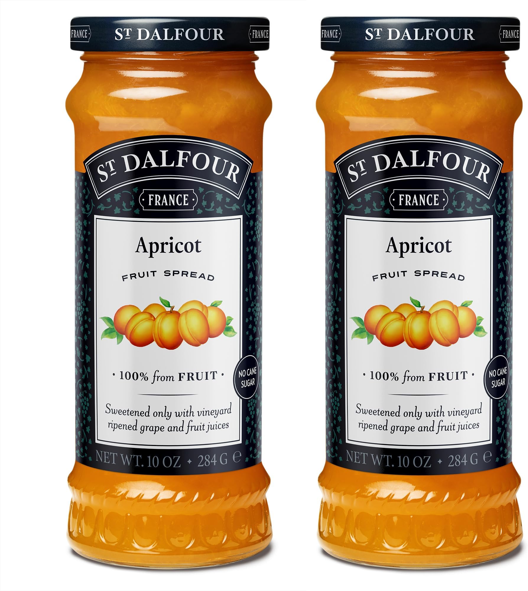 St Dalfour Apricot Fruit Spread 284 g (Pack of 2) | No Added Sugar | No Added Preservatives, Colours, Flavors or Sweeteners | No Corn Syrup | Traditional French Recipe