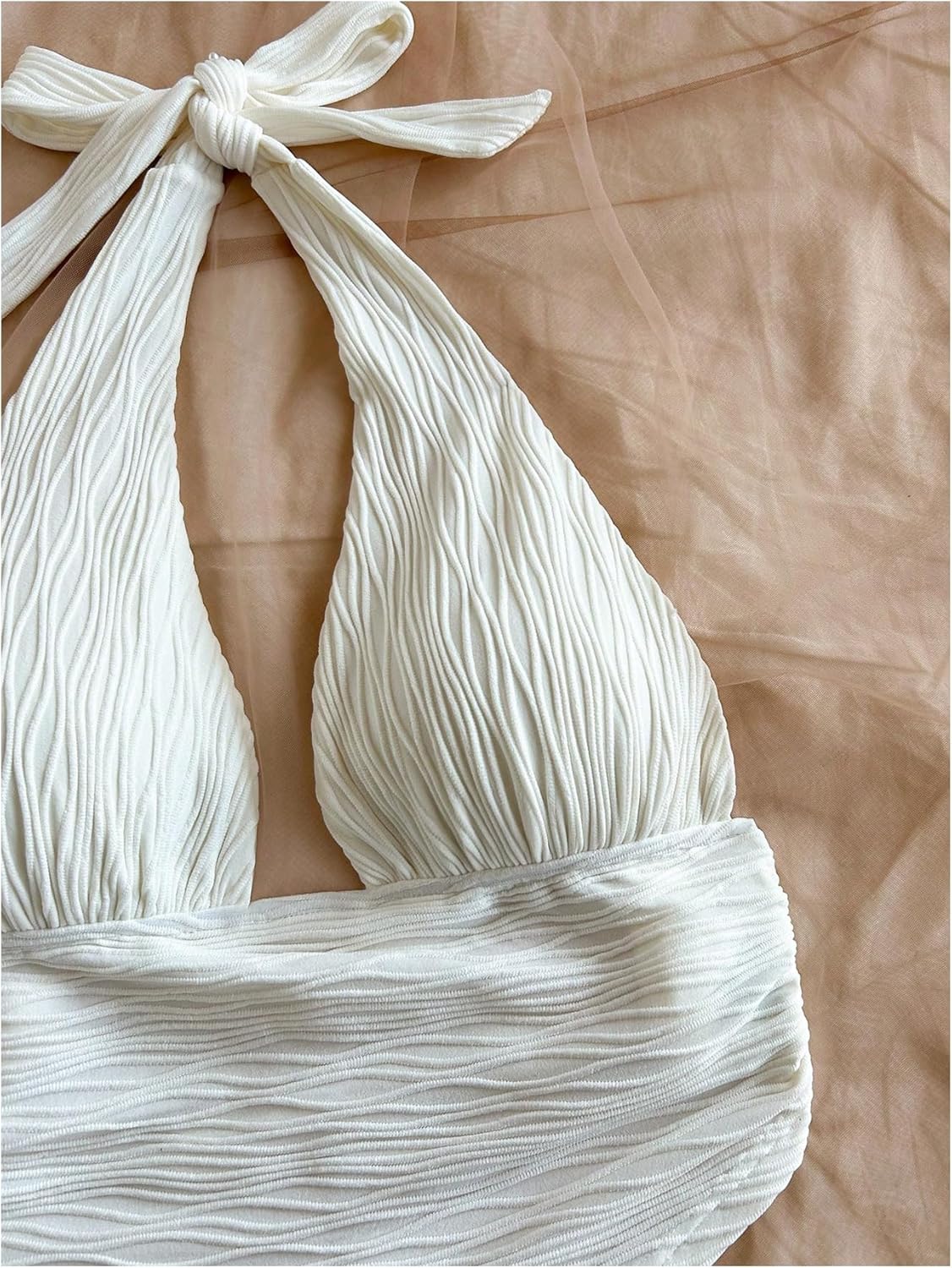 SHENHE Women's Sexy Deep V Neck Halter Crop Top Open Back Asymmetrical Y2k Boho Beach Tank - Image 2