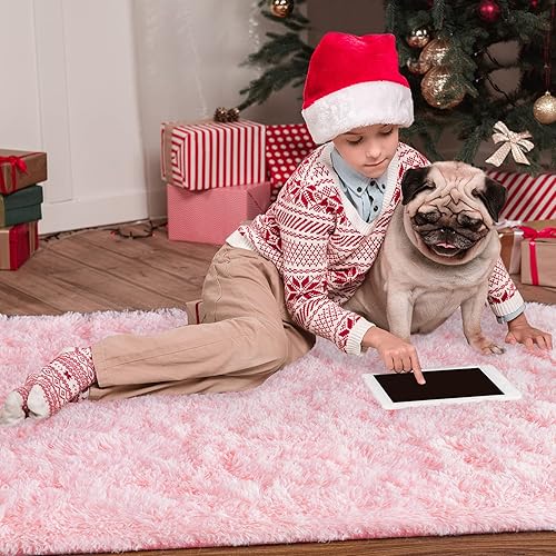 Miniatura 4 de Noahas - Alfombra de terciopelo ultra suave de 18pulgadas para habitación de niños alfombra moderna para decoración del hogar Terciopelo Rosado