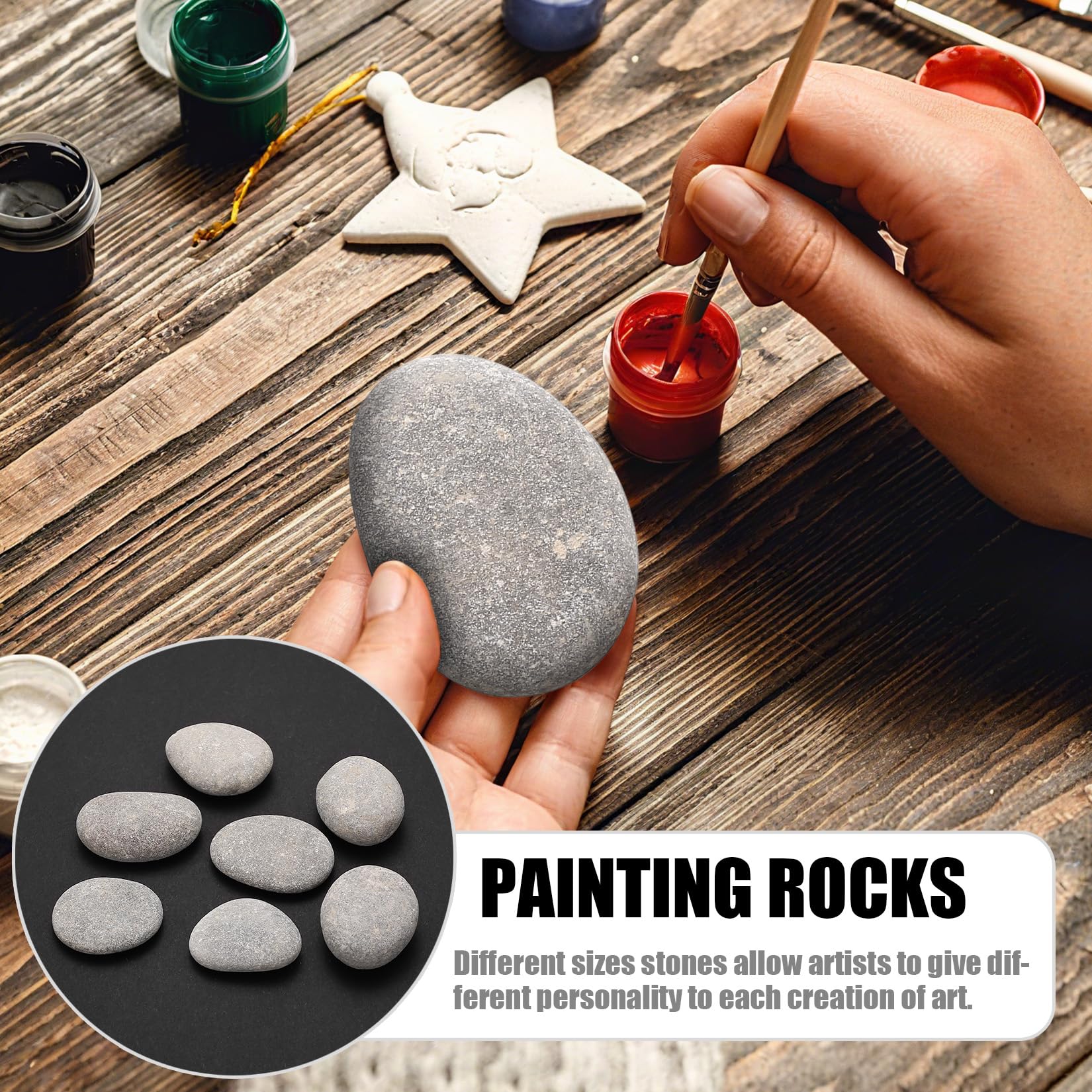 900g Sassi da Dipingere, Ciottoli per Dipingere, 3-5 cm Pietre Ciottoli Piatti per Dipingeres, Pietre Decorative Naturali per Progetti di Pittura Fai Da Te Artistiche e Artigianali Decorazioni