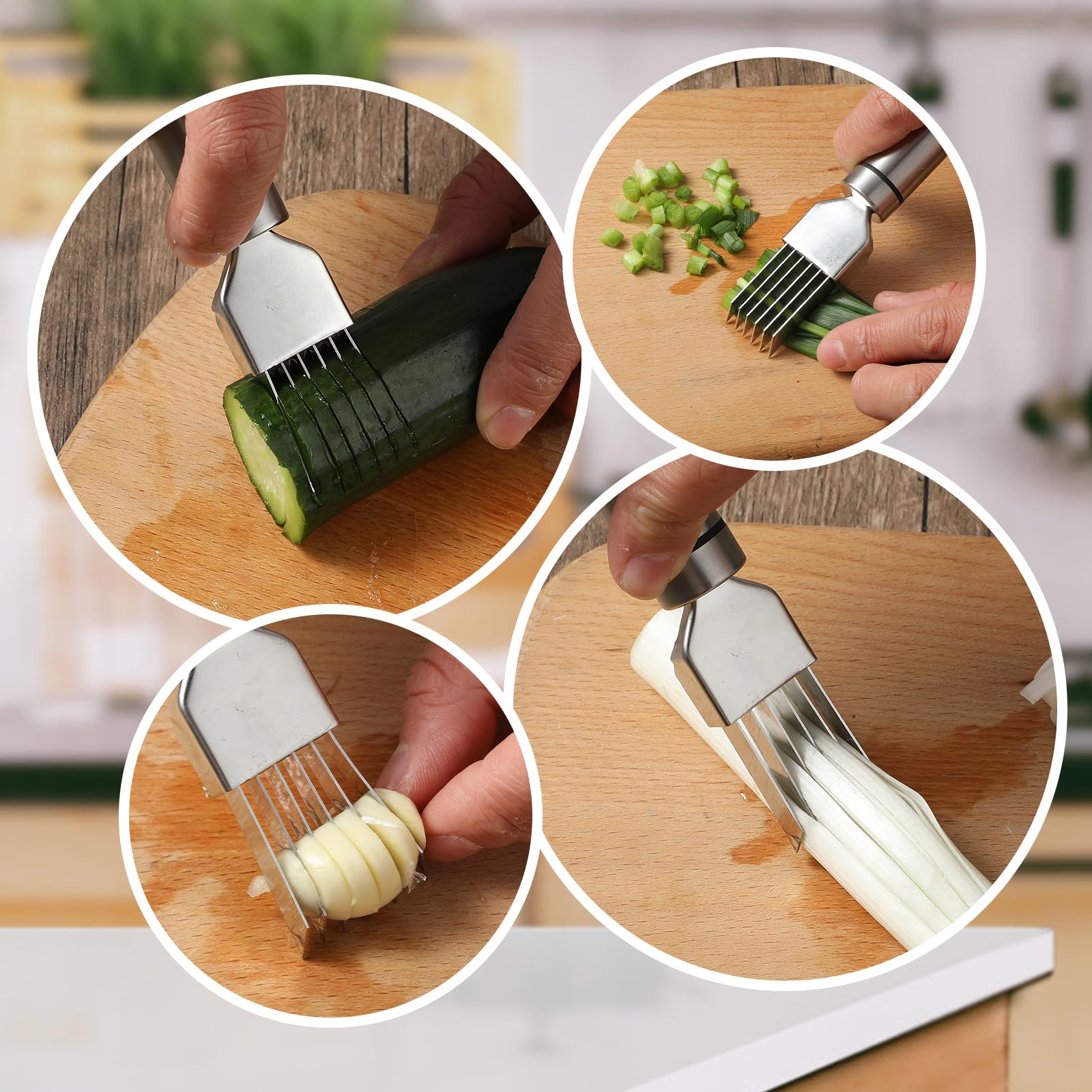 Andibro Shred Silk The Knife, Spring Onion Slicer, Stainless Steel, Slicer, Minced Meat, Green Onion Knife, Onion, Shredding, Knife, Vegetable, Food, Garlic Chopper
