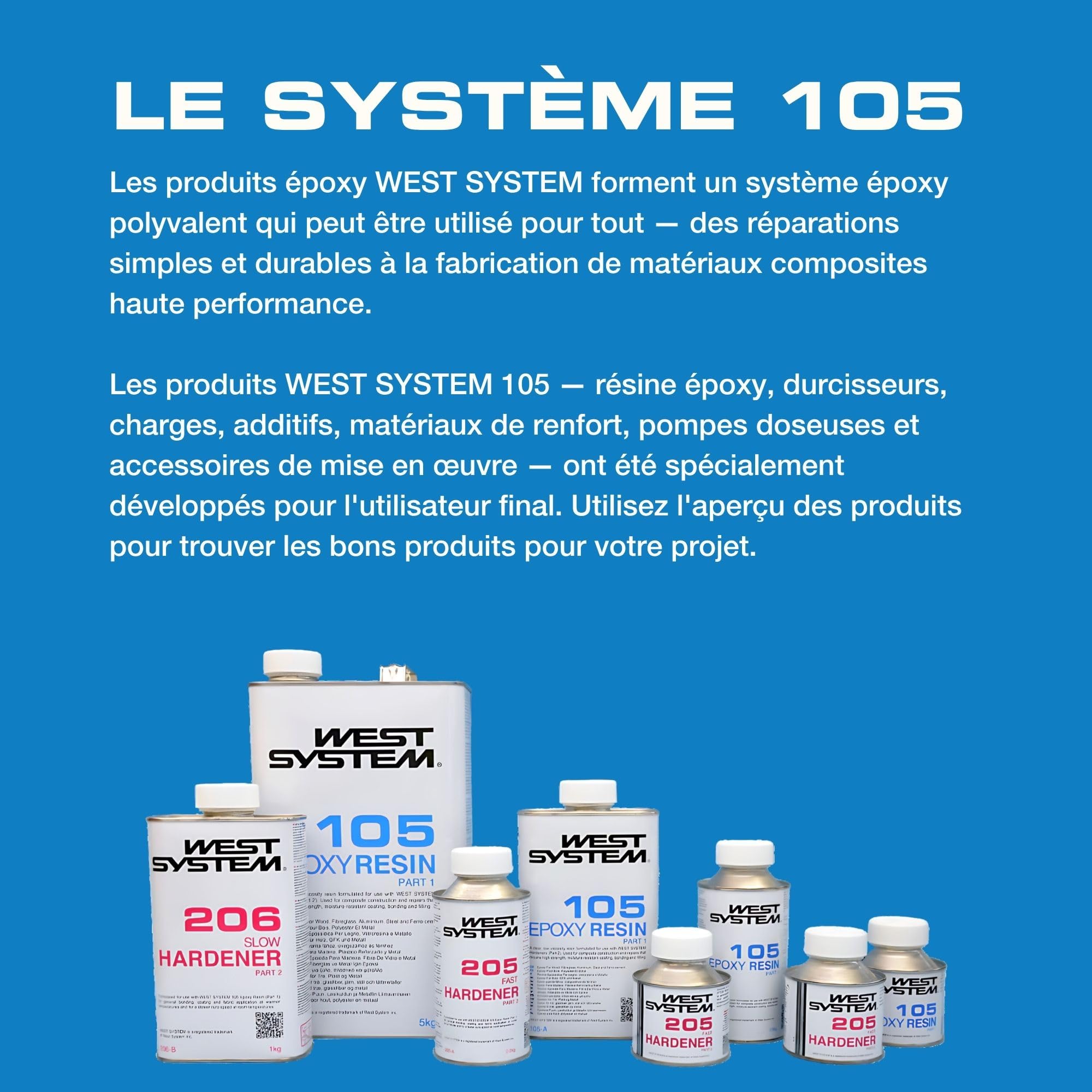 WEST SYSTEM Résine Époxy et Durcisseur 105/206 A Pack - Époxy Bi-composant de Qualité Marine pour Bois & Métal - Adhésif Étanche pour Réparation Bateaux et Utilisation Extérieure