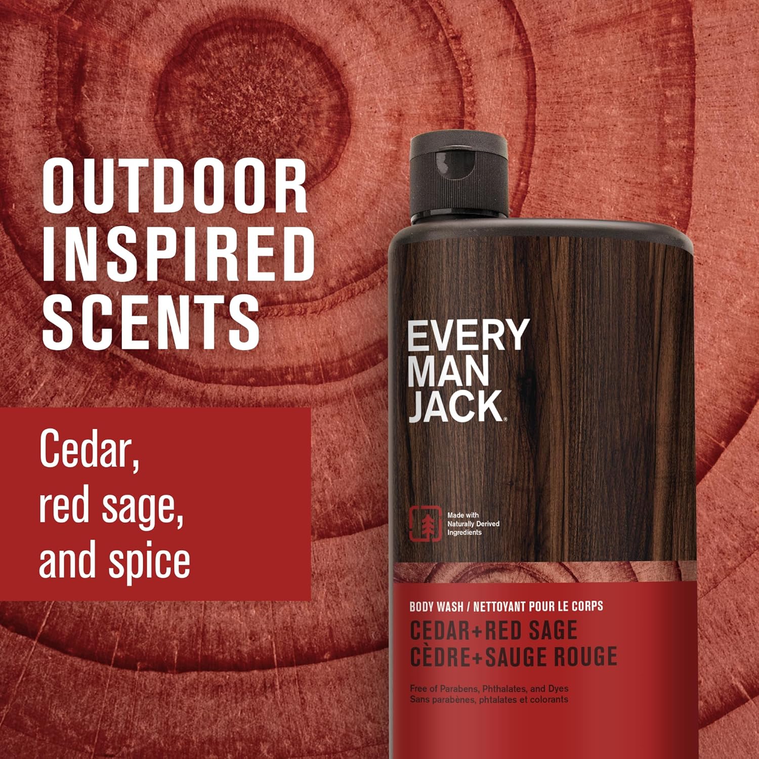 Every Man Jack Nourishing Cedar + Red Sage Mens Body Wash for All Skin Types - Naturally Derived Ingredients - Cleanse and Hydrate Skin with Coconut and Glycerin - 24oz 2 Bottles - Image 3