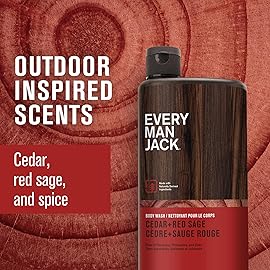 Every Man Jack Nourishing Cedar + Red Sage Mens Body Wash for All Skin Types - Naturally Derived Ingredients - Cleanse and Hydrate Skin with Coconut and Glycerin - 24oz 2 Bottles