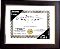 Vista 40 de Creative Picture Frames Marco de diploma de caoba de 7 x 9 pulgadas con borde dorado, incluye caballete de vidrio negro y ganchos de pared