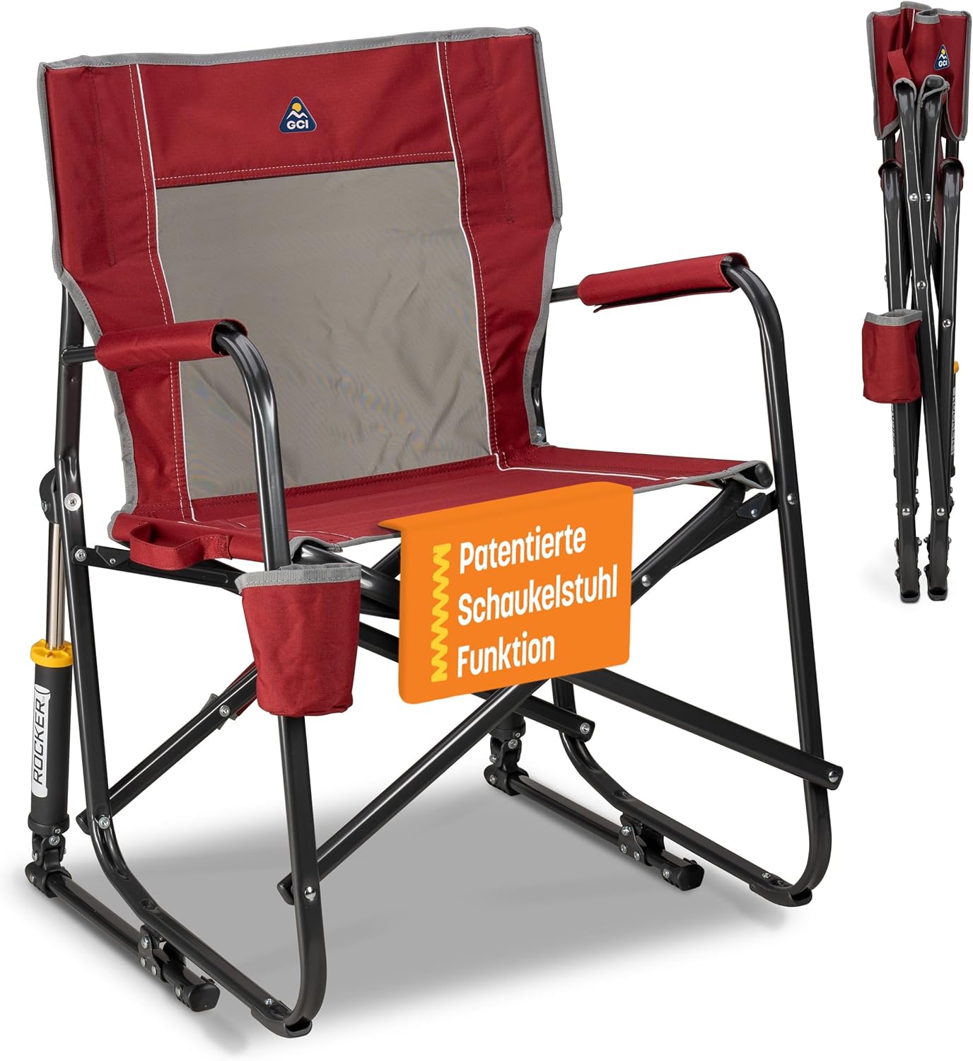 GCI Outdoor Freestyle Rocker Camping Chair | Portable Folding Rocking Chair with Solid, Durable Armrests, Drink Holder & Comfortable Backrest — Cinnamon GCI Outdoor Freestyle Rocker Camping Chair | Portable Folding Rocking Chair with Solid, Durable Armrests, Drink Holder & Comfortable Backrest — Cinnamon