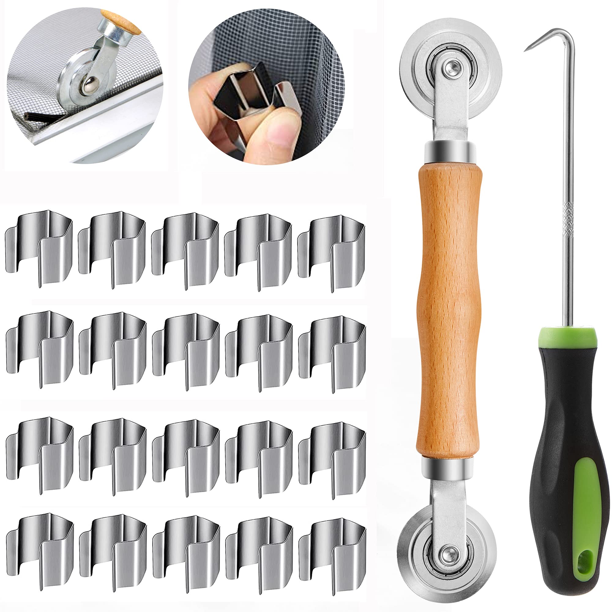 Buy LAIWOO 20 Pieces Screen Installer Clips with Screen Rolling Tool