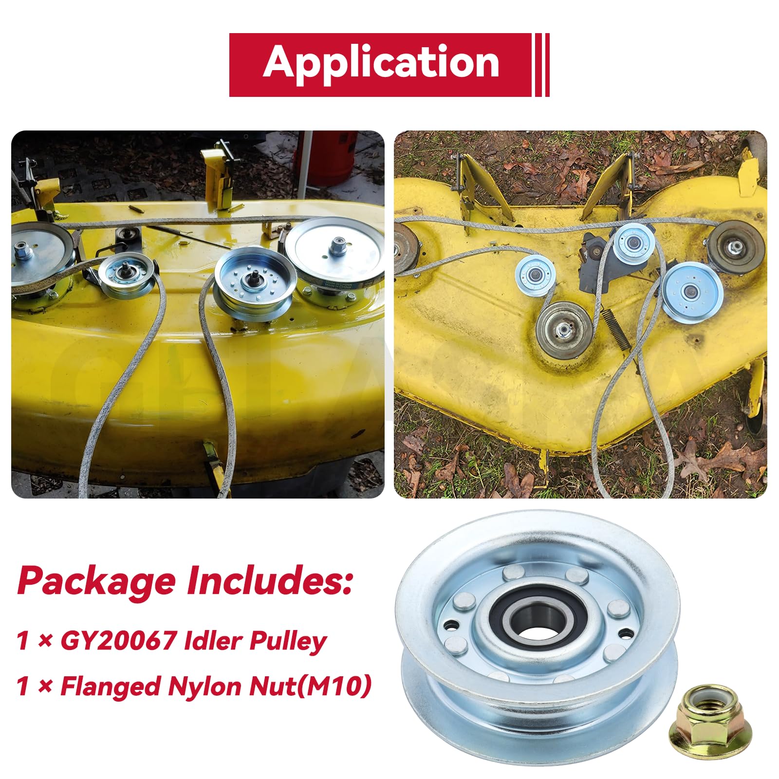 GELASKA GY22172 Puleggia folle di ricambio per puleggia folle John Deere GY22172 John Deere - GY22172, puleggia folle John Deere GY20067 per ponti John Deere LA115, La145, L100, L105, L110