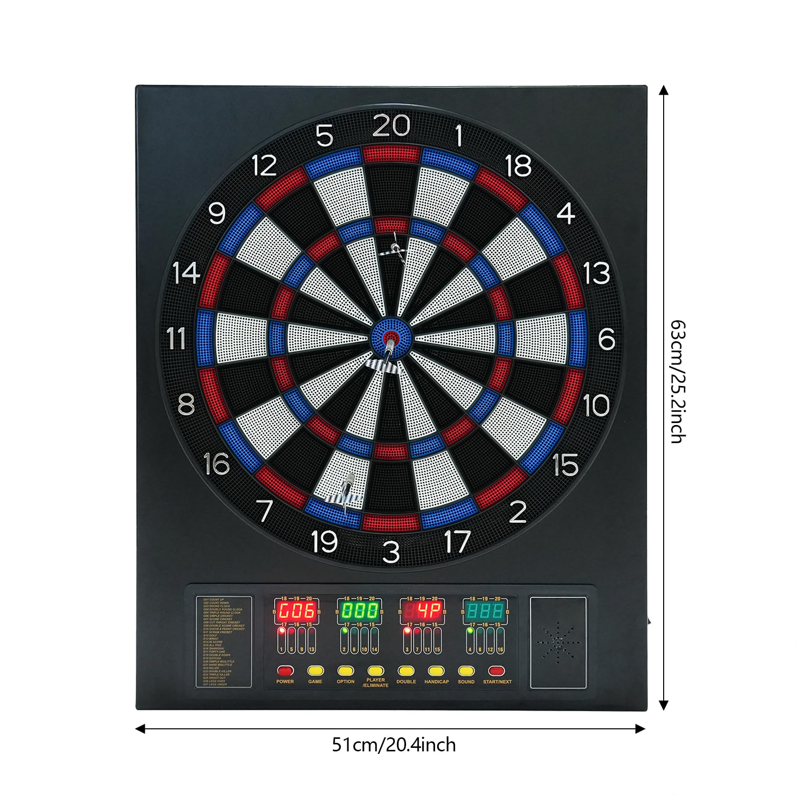 Diana electrónica con voz, pantalla 4 LED y 12 dardos, 27 categorías de juego para 1 a 16 jugadores