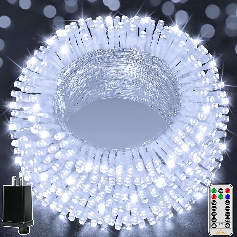 Ollny 262FT 800LED luces navideñas blancas para exteriores e interiores enchufables
