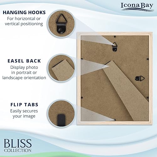 Miniatura 3 de Icona Bay - Portarretratos de roble claro de 8 x 10 pulgadas con paspartú extraíble para fotos de 5 x 7 - Marco de madera de ingeniería de estilo