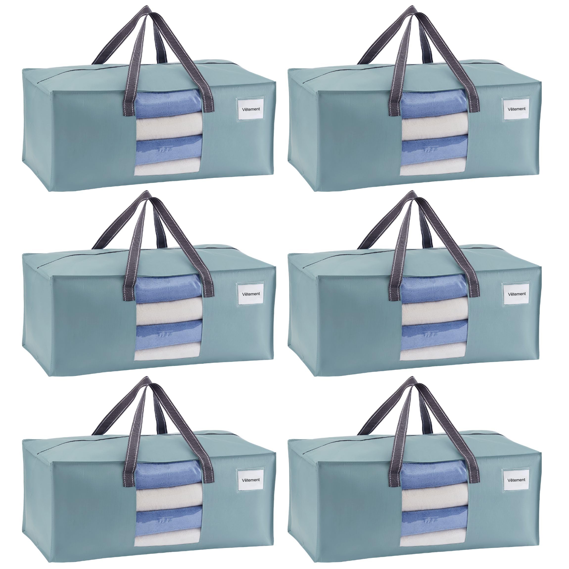 Sac déménagement XXL 87L lot de 6 VENO bleu clair avec fenêtre