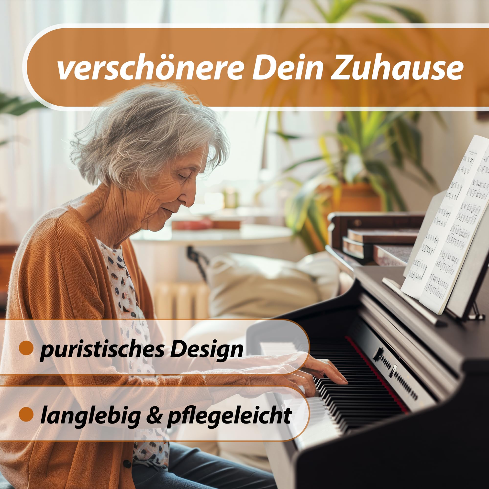 Klasyczne pianino cyfrowe Cantabile DP-50 RH, palisander, zestaw z ławką, słuchawkami i materiałami do nauki gry