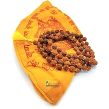 BRIJ HAAT Natural 5 Punch Muki Rudraksha Japa Mala 108+1 Beads with jholi Bag Rudraksha