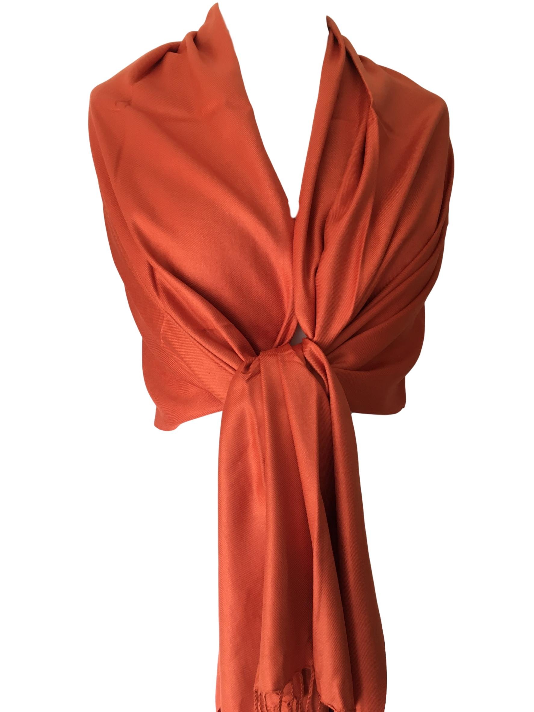 Purple Possum Women's Orange, Burnt Orange, Rust, Dark Orange Purple Possum® Burnt Orange Pashmina Fair Trade Wrap Shawl, Oversized Scarf Wedding Prom