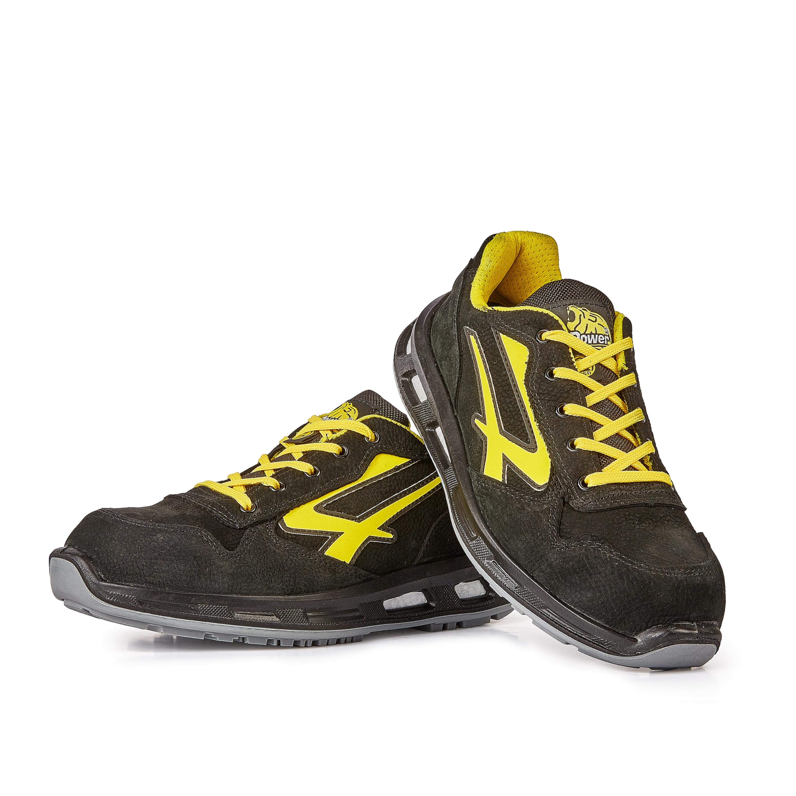 U-Power Red Lion Bolt, zapatos de seguridad unisex, ligeros, flexibles, de cuero antipinchazos, con inserto Infinergy, con puntera de aluminio - Black & Yellow 43