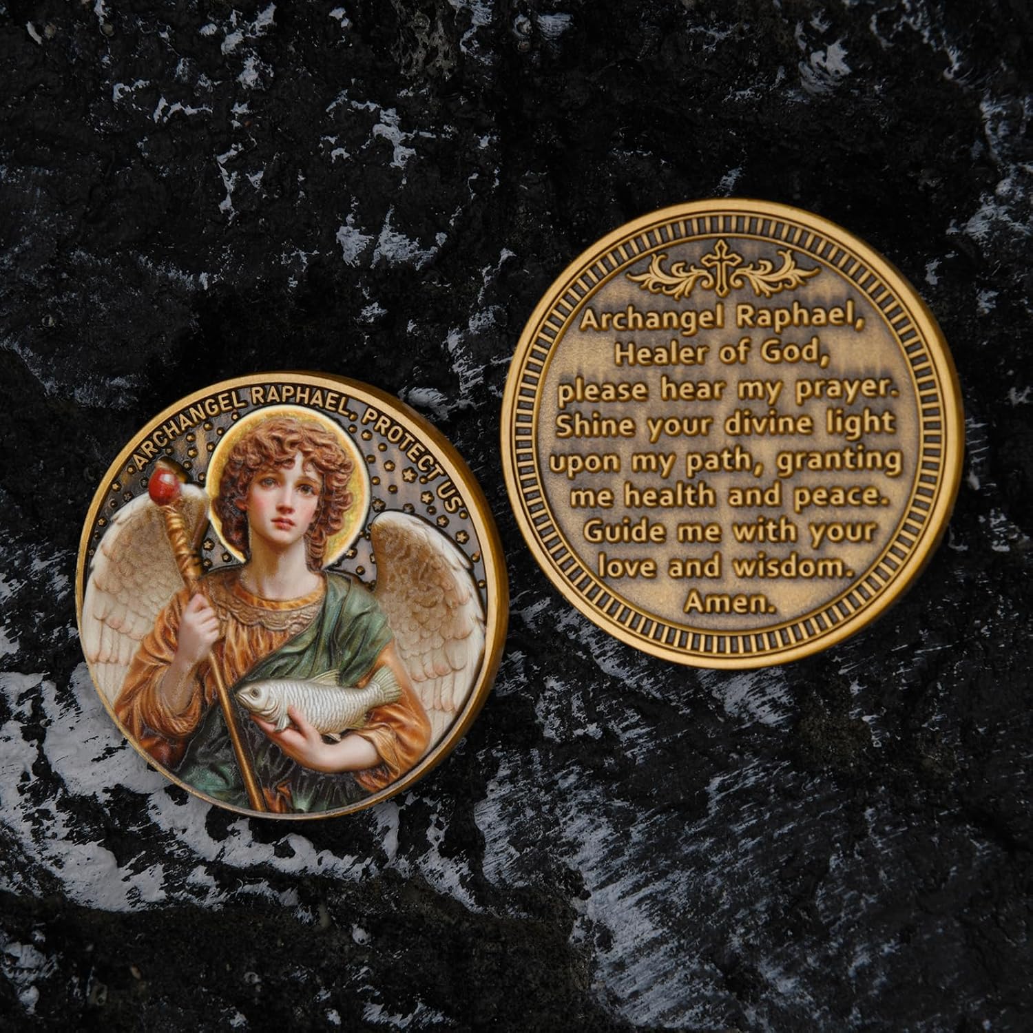 Archangel Raphael Prayer Coin - Patron Saint of Healing & Protection, Inspirational Religious Token, Pocket Blessing Gift for Faith & Wellness - Image 3