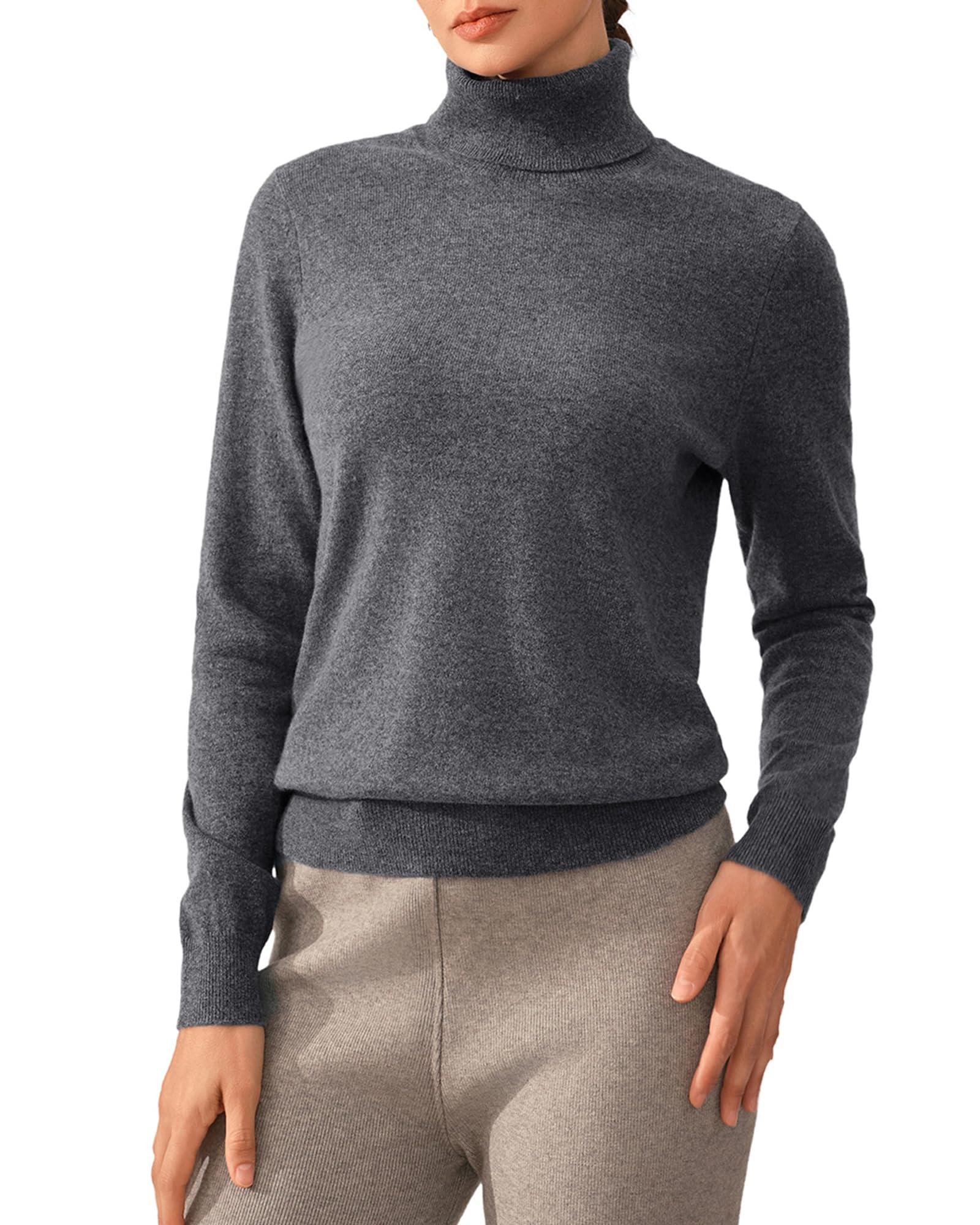 KVSS Womens Cashmere Sweater Turtleneck Long Sleeve Pullover Sweaters for Women Lightweight Luxury from Inner Mongolia