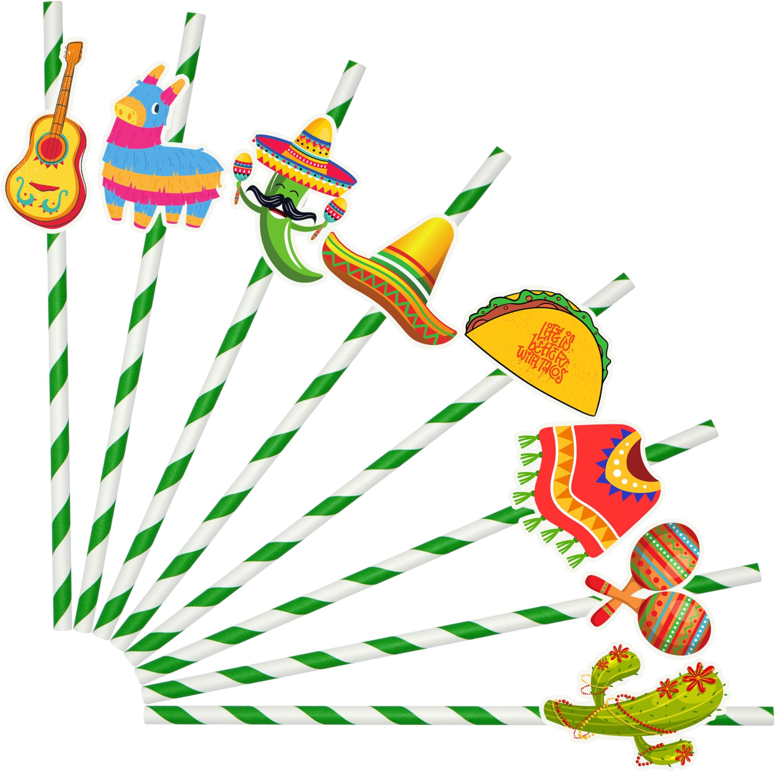 4E's NoveltyKids Fiesta Party Drinking Straws for Fiesta Cinco De Mayo Fiesta Party Favors Paper STraws Bulk Taco Tuesday Mexican Party Supplies Decoration - Pack of 28