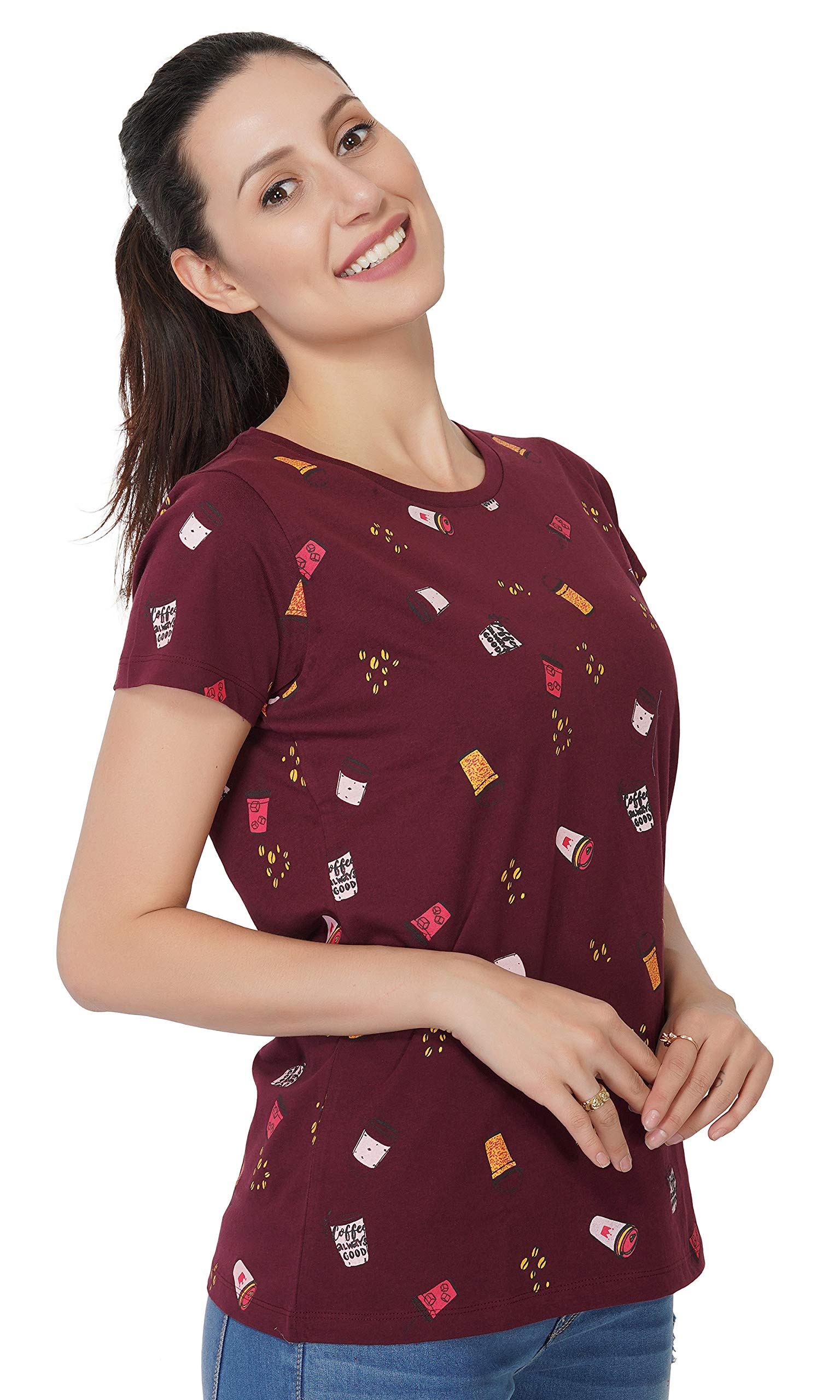 stories.label Women 100% Cotton Printed Tshirt in Ribbed Neck Includes Plus Sizes, Regular Fit and Half Sleeves (Sizes Small -5XL)-picture-49