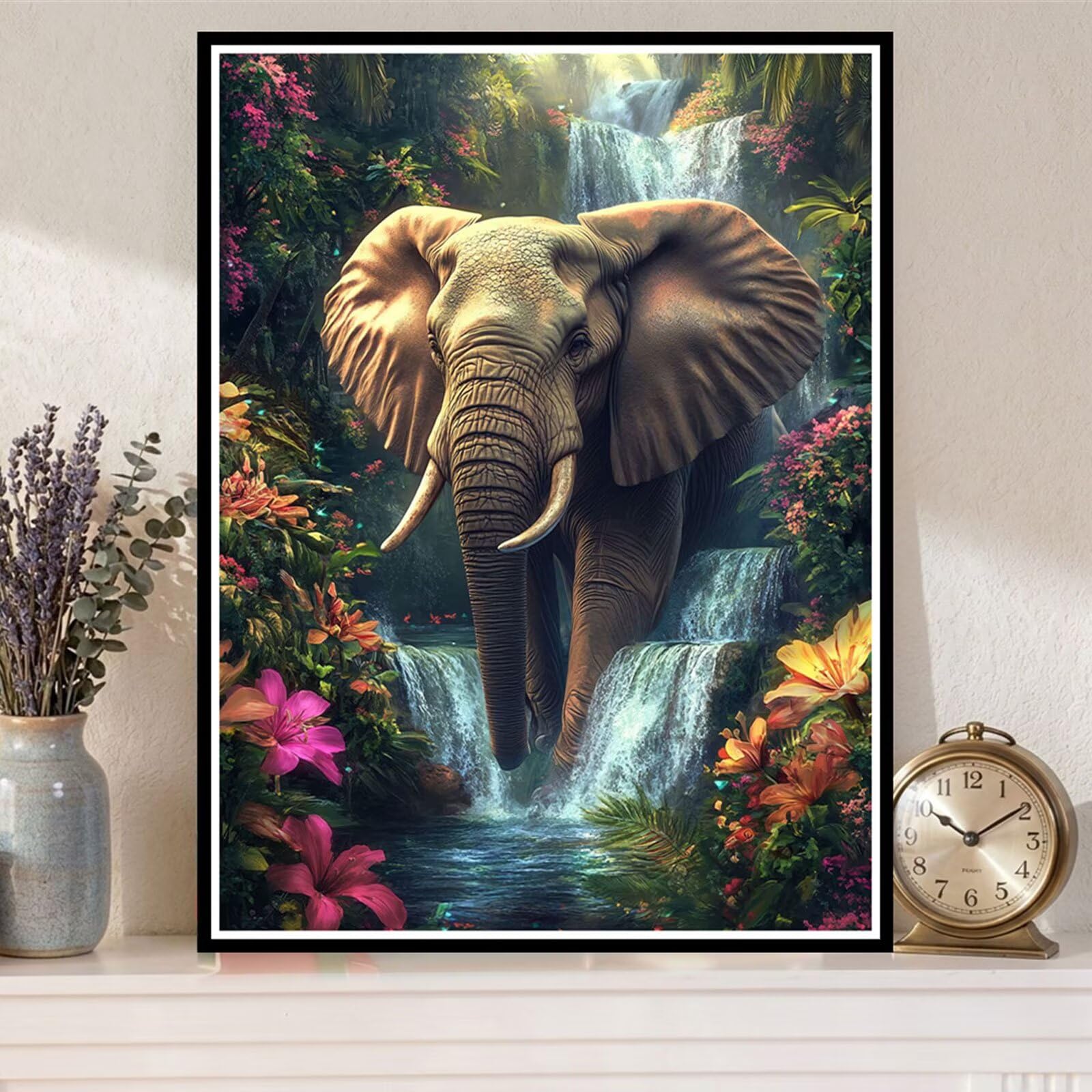 Diamond painting de elefante 5D para decorar tu salón con manualidades creativas 8