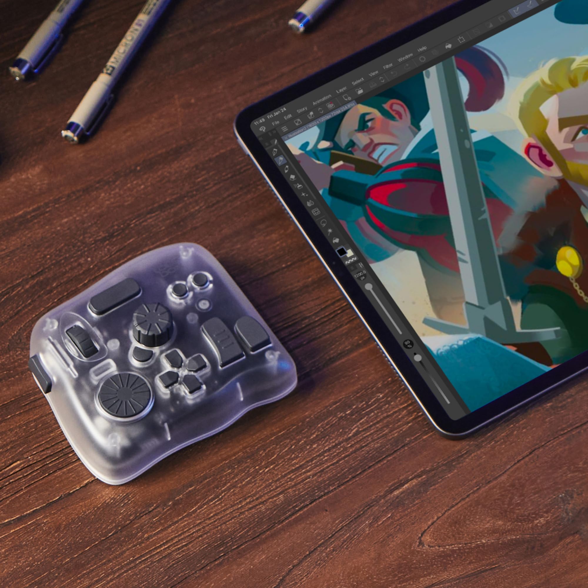 TourBox Elite Plus - iPad Disegno, Controller Bluetooth per Montaggio Video Fotografico, Console Creativa iPad/Mac/Windows, Tastiera Programmabile per Procreate, Lightroom, Photoshop, DaVinci -Bundle