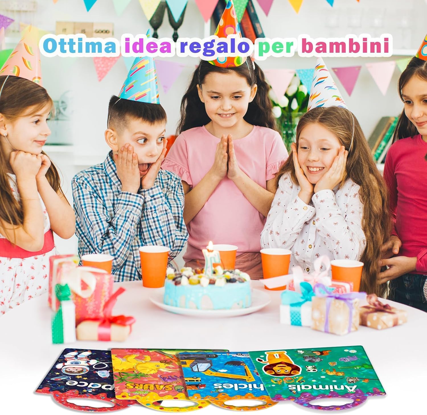 GUYUCOM Confezione da 4 libri adesivi riutilizzabili, giocattoli per bambini dai 2 ai 3 ai 4 anni per bambini, ragazzi e ragazze, giocattoli educativi, regali di compleanno