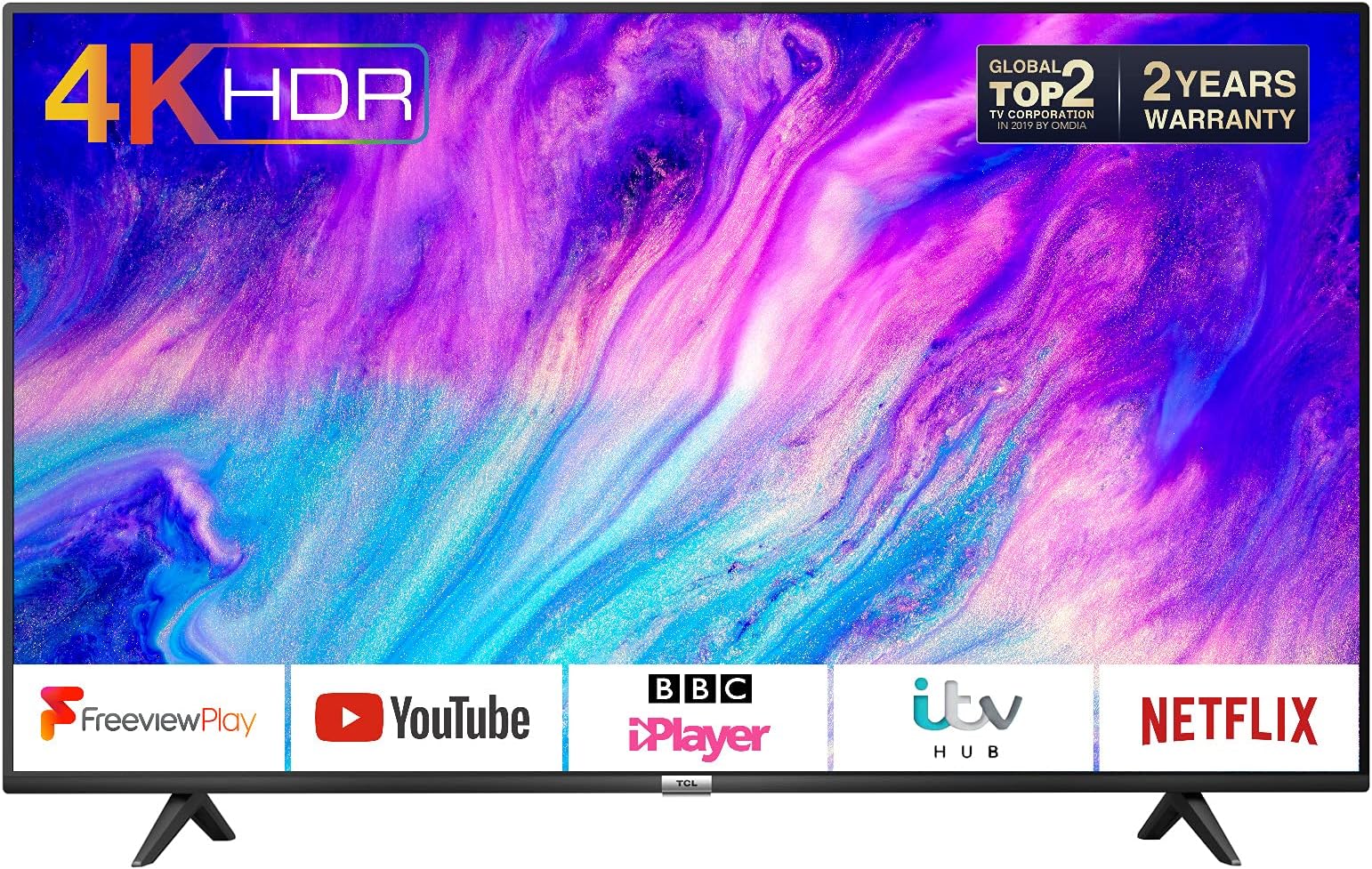 50P610K 50-Inch 4K Smart TV 3.0 Ultra HD - Freeview Play/BBC iPlayer/Netflix/YouTube/Smart HDR, Dolby Audio, Wi-Fi,3*HDMI, 2*USB Port, Slim design, Black