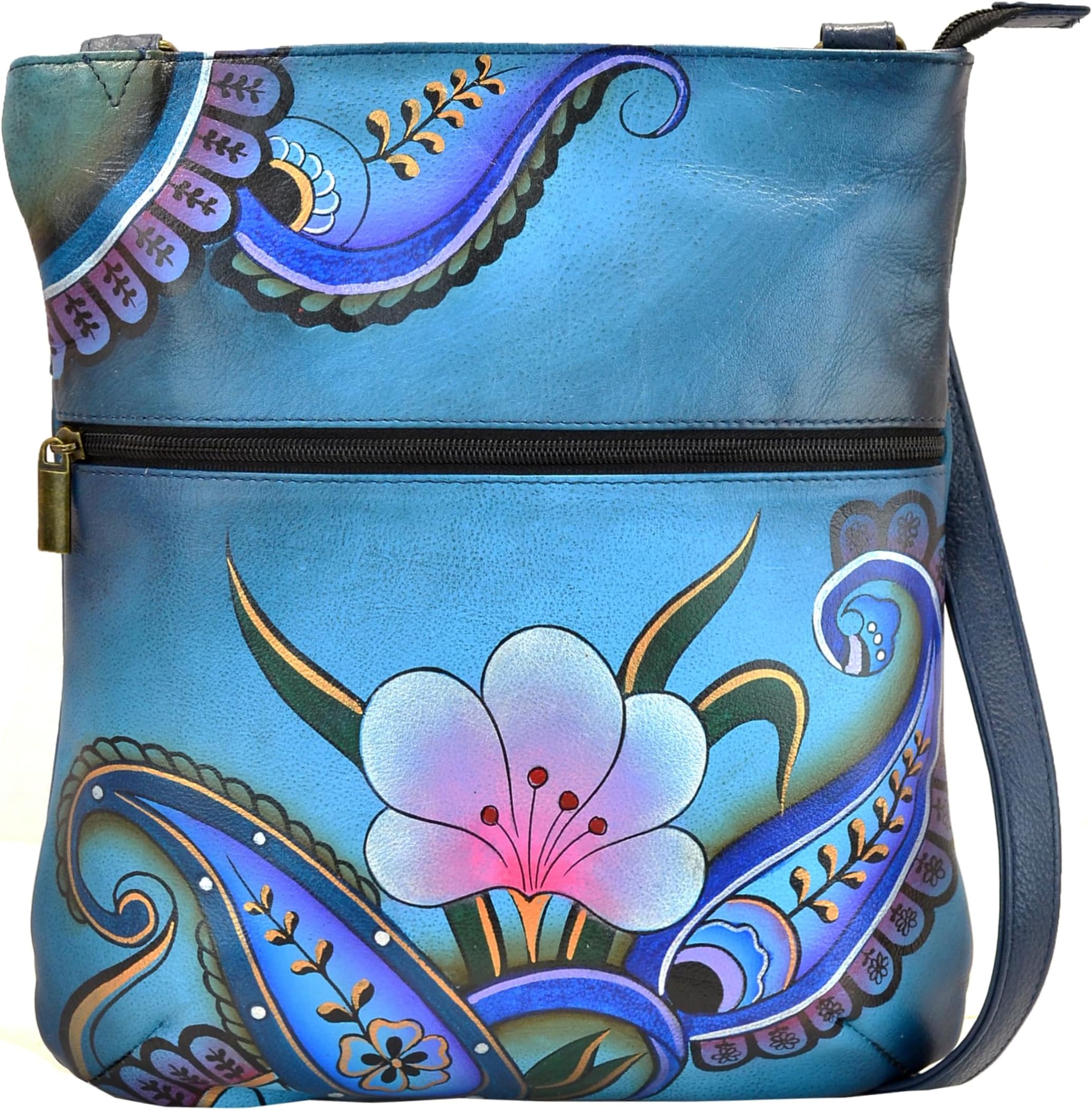 Women's Hand-Painted Genuine Leather Slim Cross Shoulder Bag