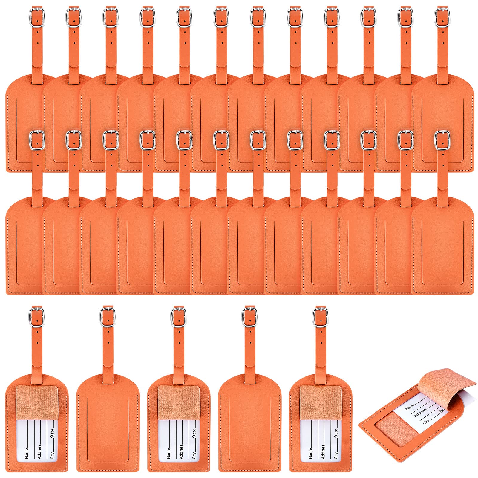 Dunzy 30 Pieces Leather Luggage Tag Women Identifiers Travel Suitcase Tags for Luggage Travel Backpack Bag Wedding Favors Women Men Adults Bulk