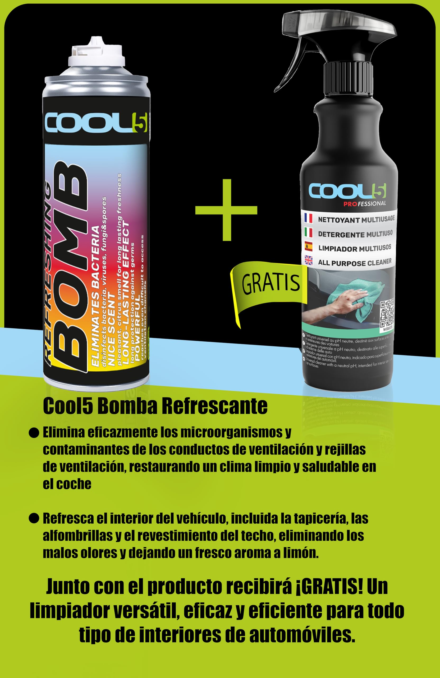Set de 3 botes de bomba ambientadora para coche - antihongos, antimoho y antivirus, 3 x 136g